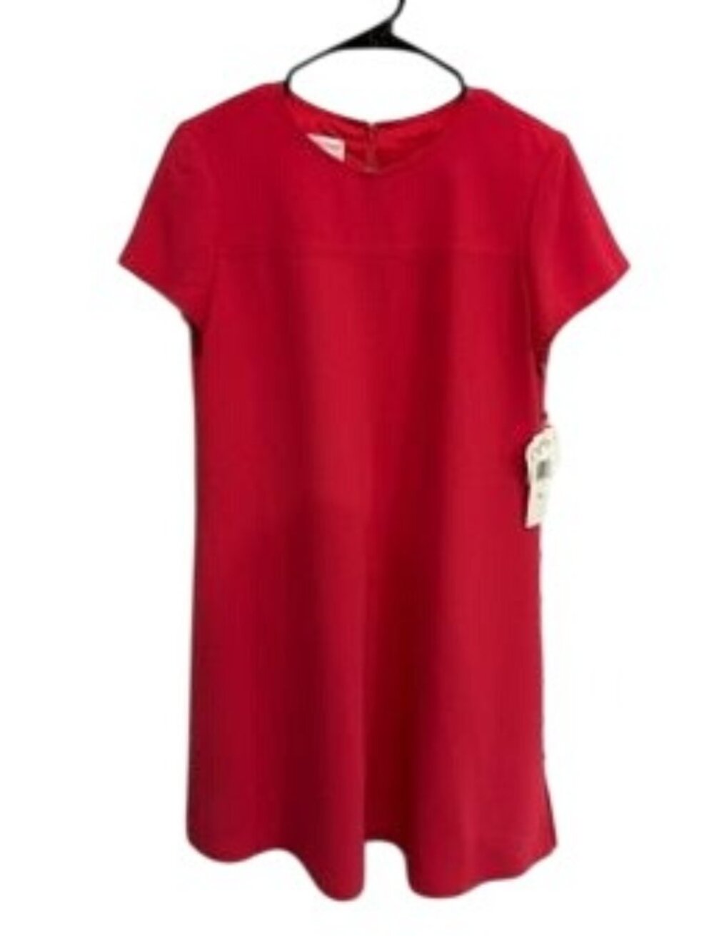 Jones New York 8 Red Short Sleeve Side Button Dress Minimalist Clean Girl NWT